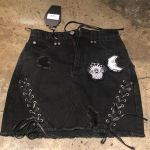 Killstar Phased Out Denim Skirt Small